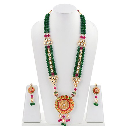 Traditional Jadau Beaded Necklace Set