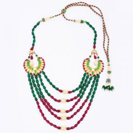 Traditional Kundan Meena Beaded Necklace Set