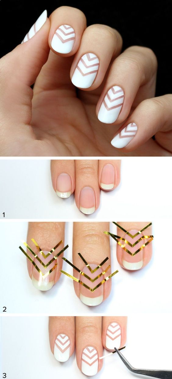 Image of a color blocking nail art design