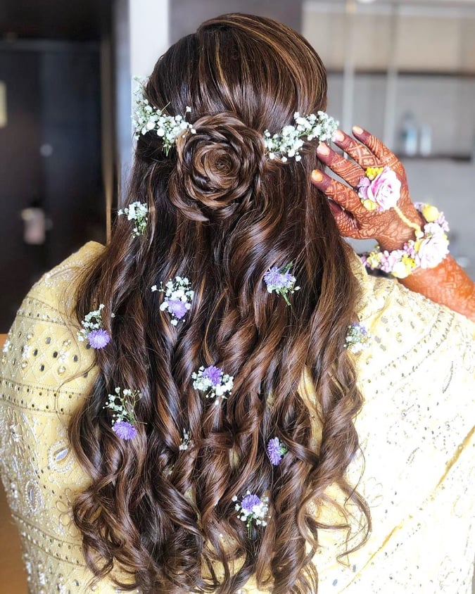 Best Hairstyle For A Wedding, Mehndi And Haldi With Floral - Tikli