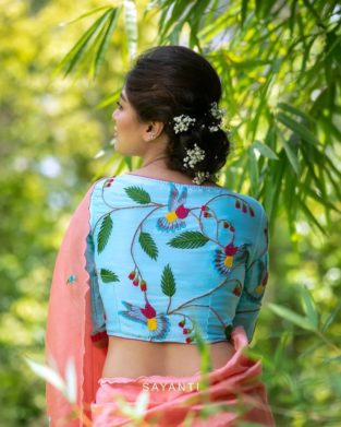 Unique Nature Inspired Embroidery Blouse Designs - Tikli