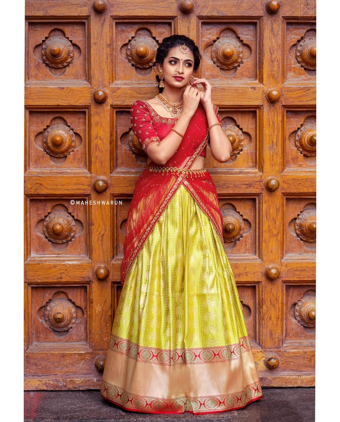 Ethnic and Stylish Half Saree Designs For Wedding Ceremony - Tikli