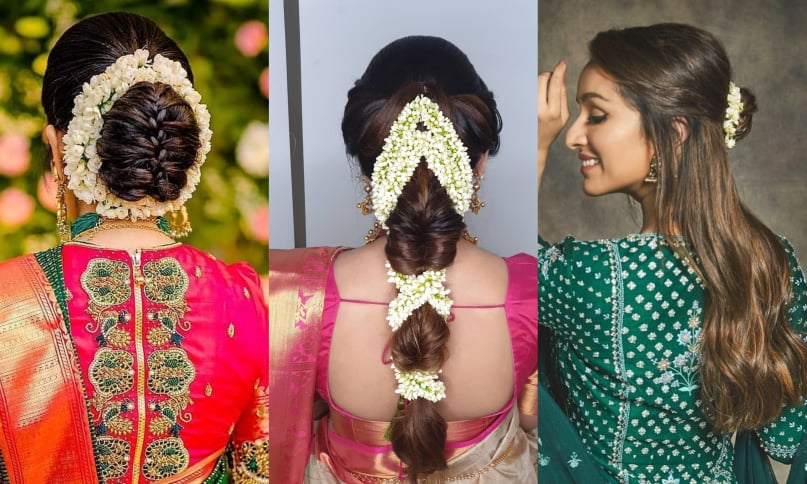 20+ Stunning Gajra Bun hairstyles for wedding - Fashion Qween