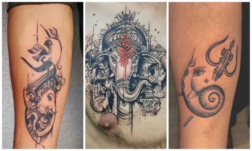 Lord Ganesha tattoo  Tattoo designs wrist Trishul tattoo designs Om  tattoo design