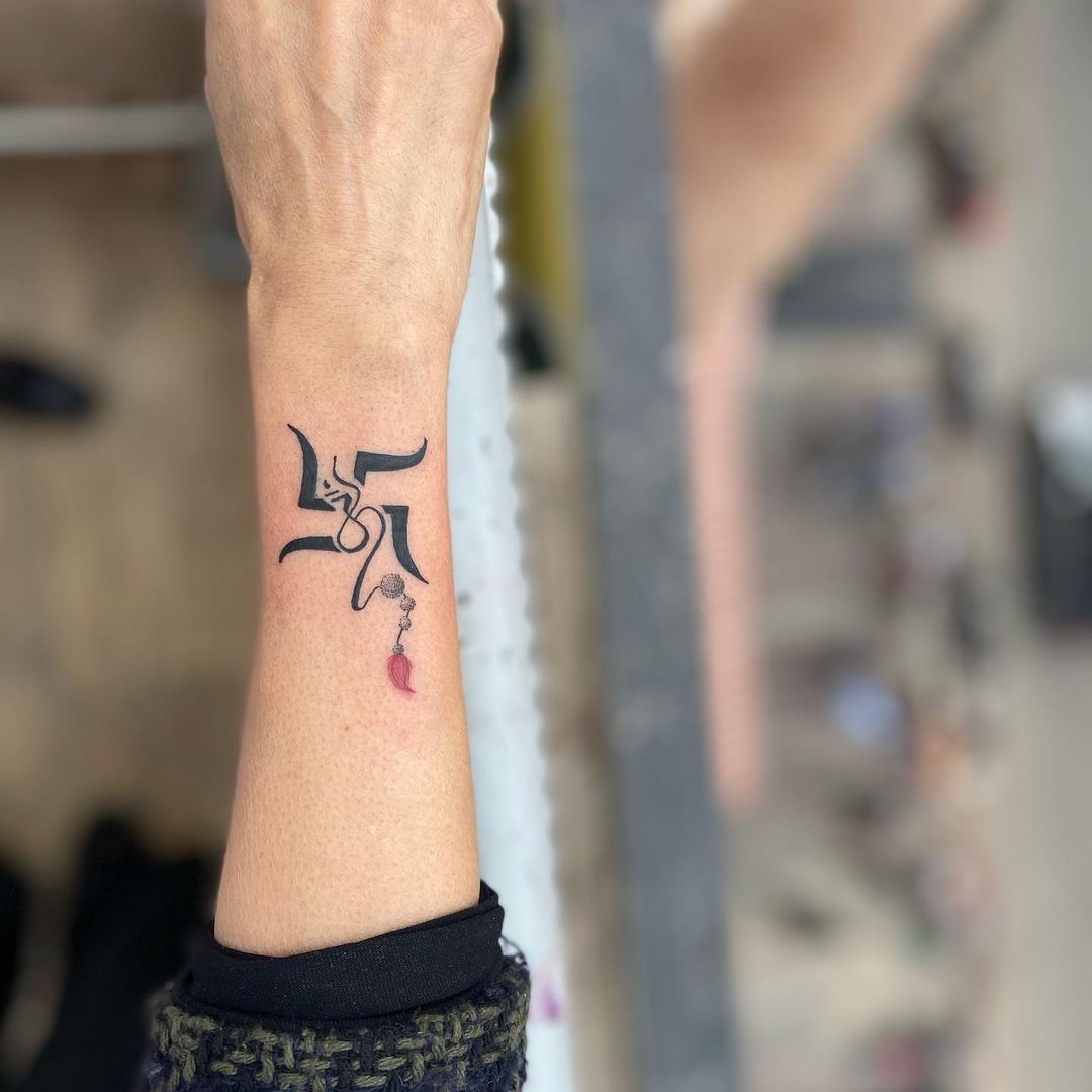 Simply Inked Swastik Om Trishul Temporary Tattoo