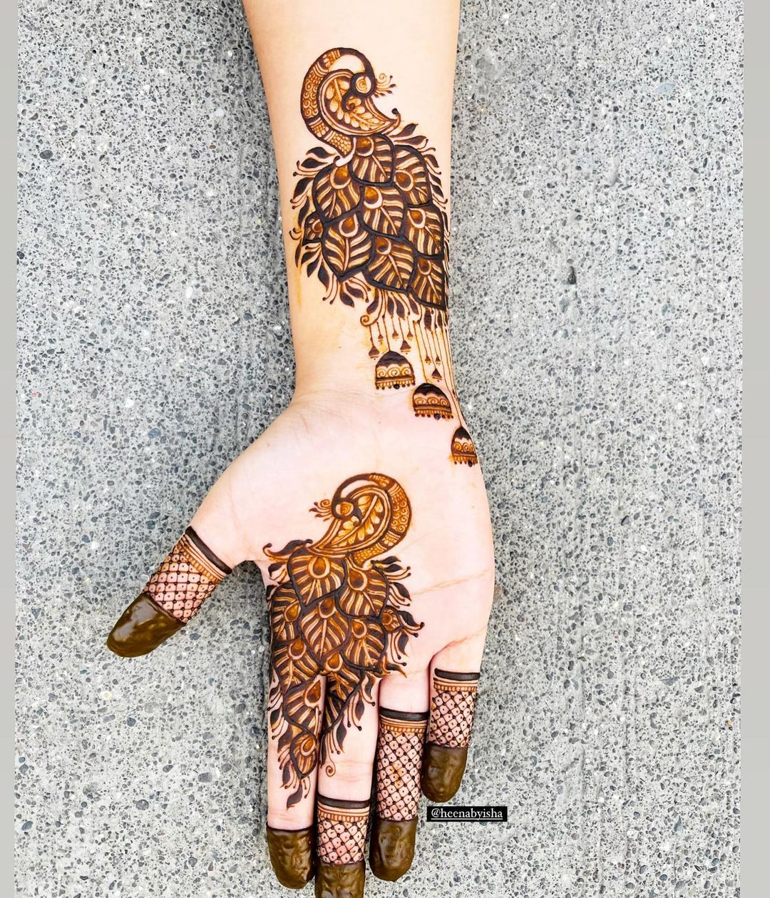 Mehndi flower pattern with peacock for henna drawing and tattoo. wall mural  • murals abstract, border, hand | myloview.com