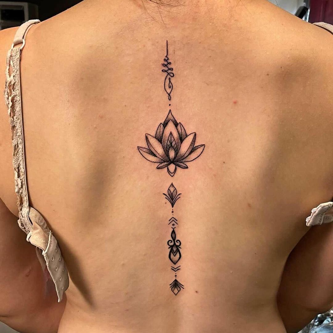 Tattoo tagged with big facebook ferran torre flower hindu line art lotus  flower nature religious spine twitter  inkedappcom