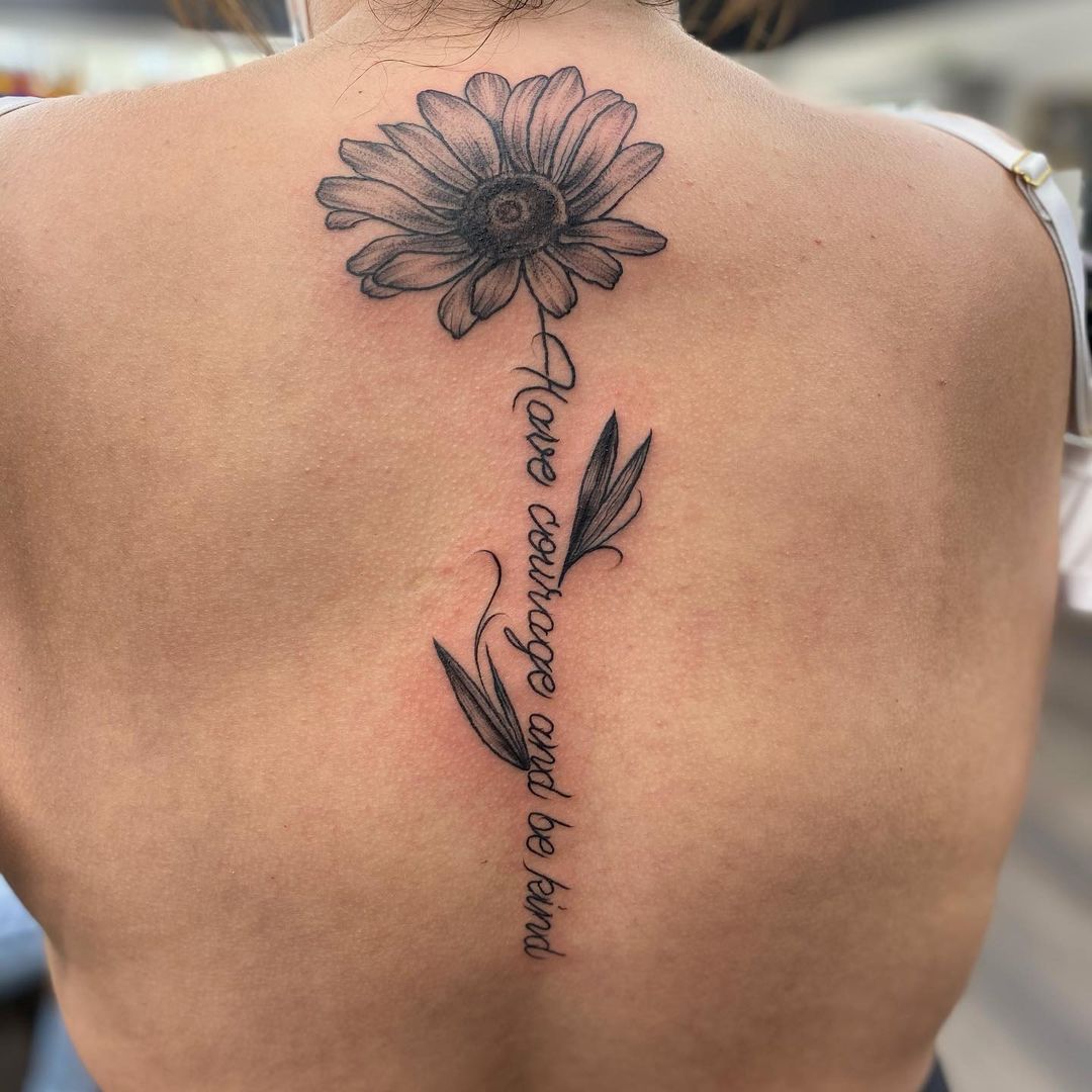 awesome spine sunflower tattoo by Louie Seventh Seal Tattoo  KickAss Things