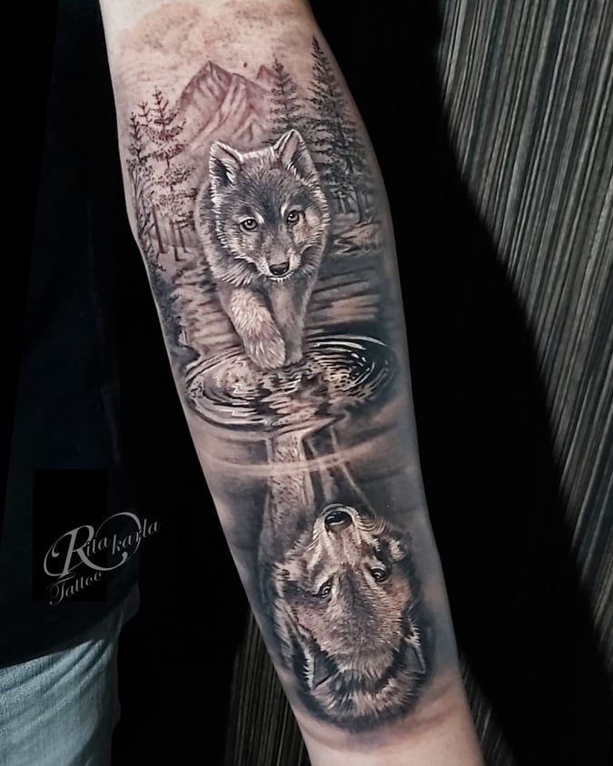 Wolf water tattoo