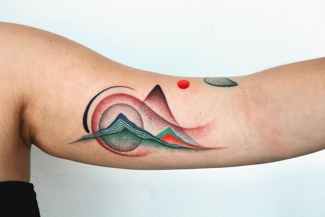 Sun and mountains by tattooist Smutek  Tattoogridnet