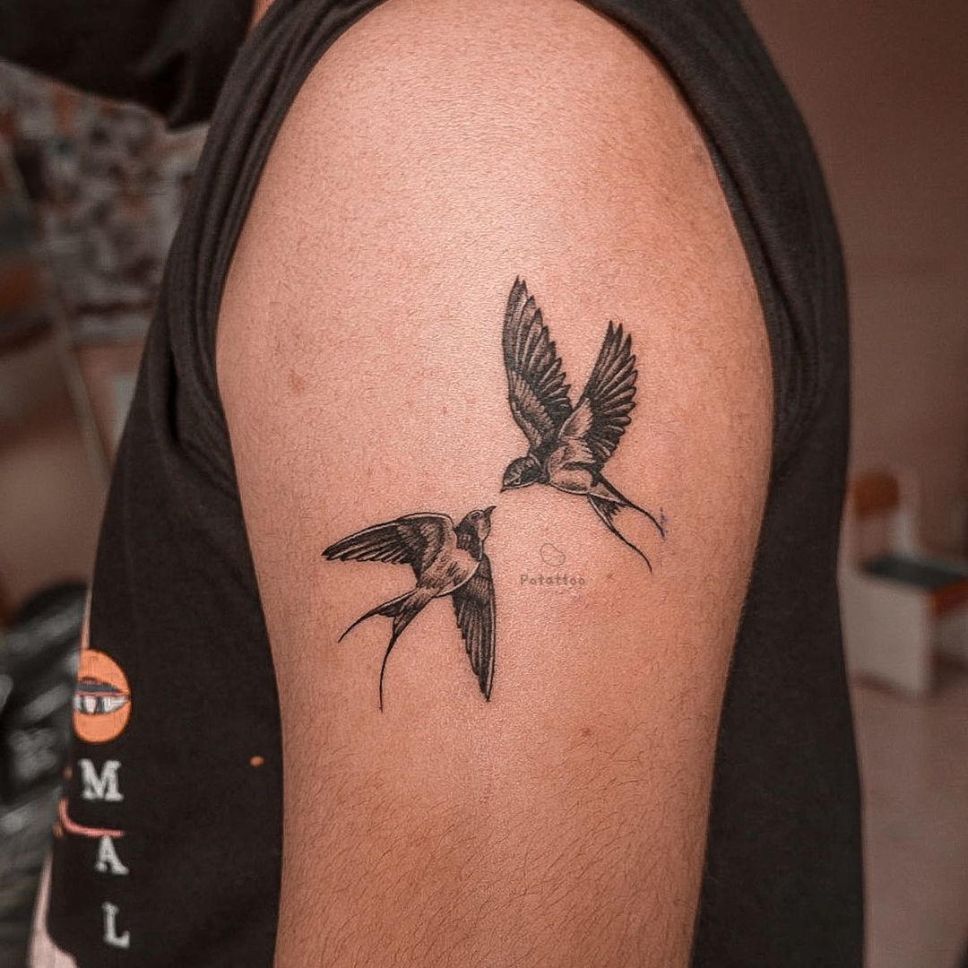 a simple tattoo design of minimalist flying birds by  Stable Diffusion   OpenArt